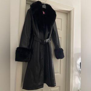 Black Faux Fur Trench Coat